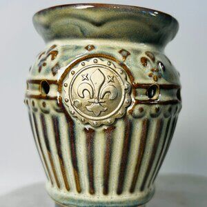 Scentsy Charlemagne Fleur De Lis Green Brown TeaLight Warmer Decorative luminary